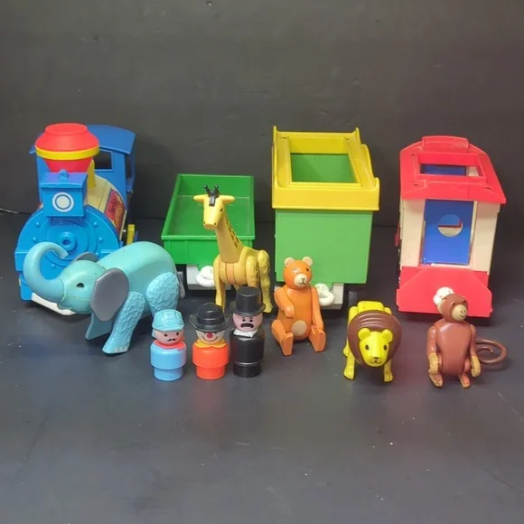 #1 OG Vintage 1973 Fisher Price #991 Little People Train 2581 figures& animals - Picture 12 of 16